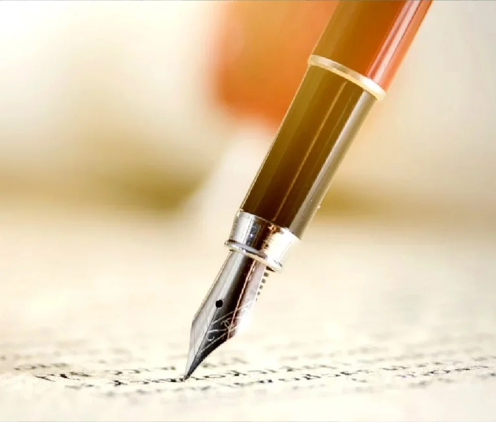 Fountain pen writing on legal documents